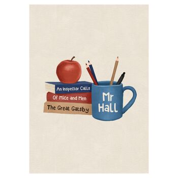 Personalised Books And Mug Teacher Print, 8 of 9
