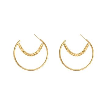 Dainty Chain Tassel Bar Threader Statement Round Hoop Earring, 8 of 8