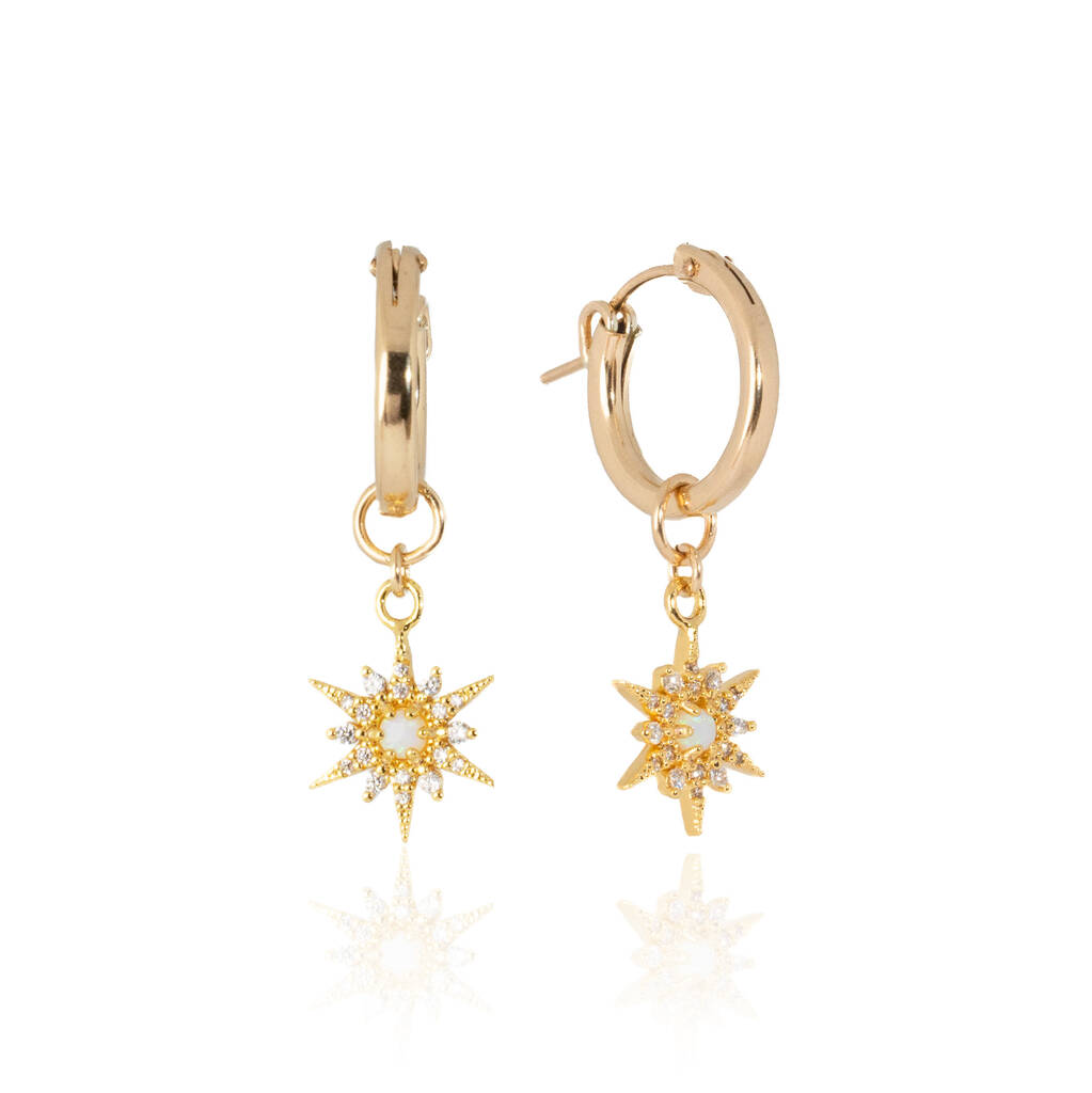 Opal North Star Hoop Earrings / Gold Filled, 1 of 6