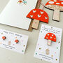 Toadstool Hand Painted Wooden Pin Badge, thumbnail 3 of 4