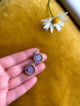Forget Me Not Circle Glass Earrings, 3 of 3