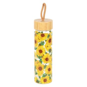 Sunflower Print Glass Water Bottle, 3 of 4