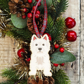 Westie Hanging Wooden Christmas Decoration, 3 of 6
