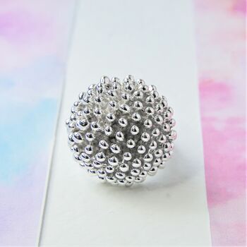 Chunky Sterling Silver Abstract Mushroom Ball Ring, 5 of 10