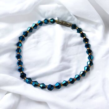 Blue Gold Crystal Beaded Bracelet, 7 of 10