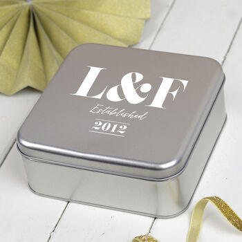 Personalised Silver 10th Anniversary Initials Tin, 2 of 5