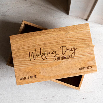 Personalised Wedding Gift Oak Keepsake Box, 4 of 4