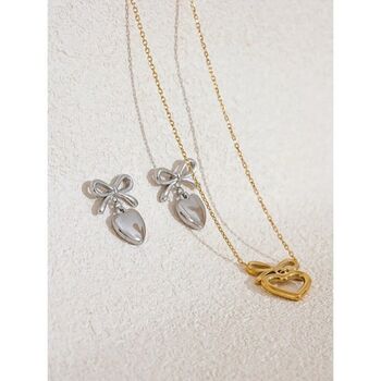 Monaco D’or Gold Ribbon Love Charm Necklace Set, 2 of 4