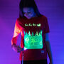 Santa Sleigh Interactive Glow In The Dark T Shirt, thumbnail 3 of 6