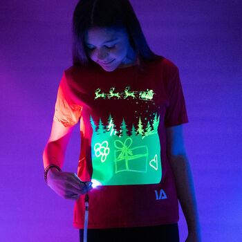 Santa Sleigh Interactive Glow In The Dark T Shirt, 3 of 6