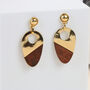 Gold Plated Imitation Wood Drop Earrings, thumbnail 5 of 8