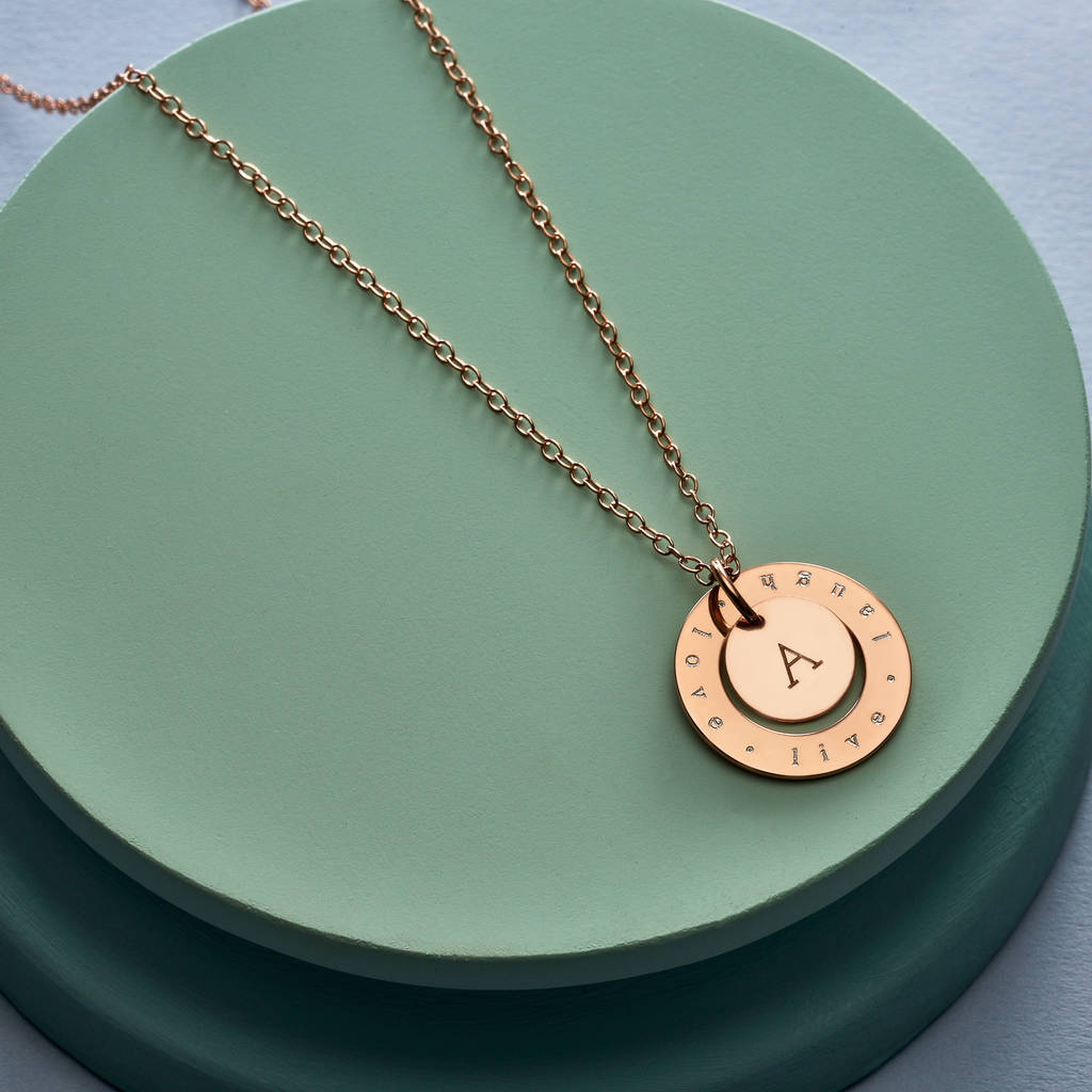 Circle pendant with initial Clearance