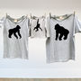 Monkey Tshirt Trio Twinning Tops For Dad Mum And Child, thumbnail 1 of 3