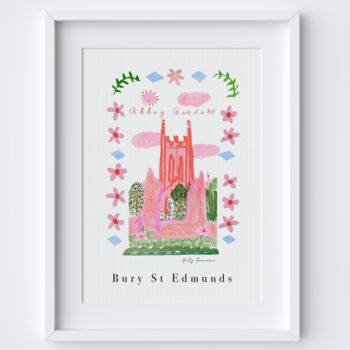 Abbey Gardens In Bury St Edmunds, Suffolk Scene Patterned Landscapes: Heritage Pink Edition Print, 2 of 2