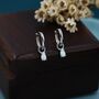 Sterling Silver White Opal Droplet Huggie Hoop Earrings, thumbnail 6 of 10