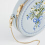 Isabel Floral Bow Blue Embroidered Circle Bag, thumbnail 8 of 8