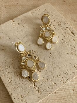 White Gold Plated Mother Of Pearl Earrings, 5 of 5