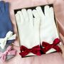 Personalised Velvet Bow Soft Cashmere Wool Gloves Gift, thumbnail 1 of 6