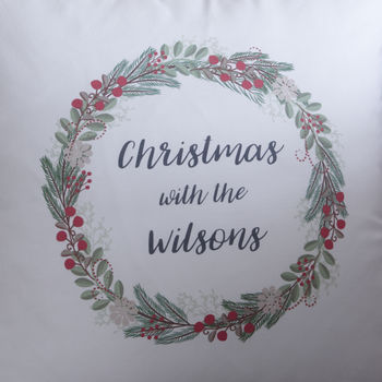 Personalised Family Wreath Christmas Cushion, 3 of 4