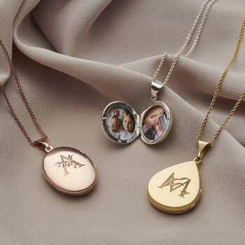 Personalised Engraved Floral Initial Locket Necklace, 6 of 12