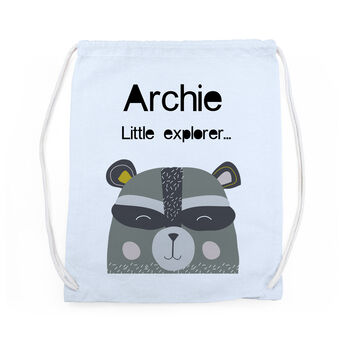 Personalised Children's Raccoon Cotton Nursery Bag, 10 of 12