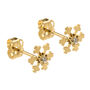 Dainty 9ct Yellow Gold Snowflake Stud Earrings Set With Cubic Zirconia – Perfect Christmas Gift, thumbnail 2 of 3