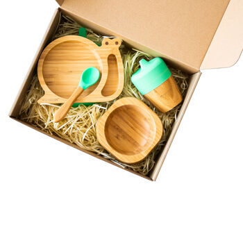 Bamboo Snail Plate Weaning Gift Set Green, 2 of 3