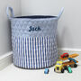 Personalised Blue Stripe Base Quilted Toy Bag, thumbnail 1 of 2
