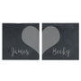 Personalised Two Hearts Slate Coaster Set, thumbnail 4 of 4