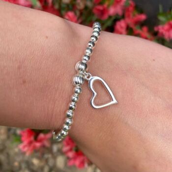 Friendship Bracelet Silver Heart Stretch Bracelet, 3 of 9