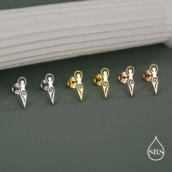Mother Earth / Neolithic Goddess / Fertility Goddess Stud Earrings In Sterling Silver, 4 of 12