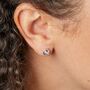 Sterling Silver June Birthstone Stud Earrings – 7mm, thumbnail 2 of 6