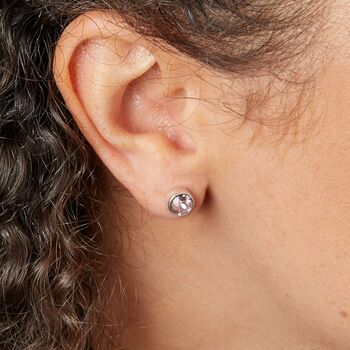 Sterling Silver June Birthstone Stud Earrings – 7mm, 2 of 6