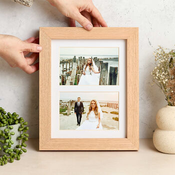 Personalised Solid Oak Double Photo Frame With Mount, 7 of 9