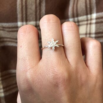 Sterling Silver Christmas Snowflake Hoop Earrings, 8 of 10