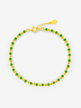 Emerald Green Charm Bracelet 18ct Gold Plated, 2 of 4