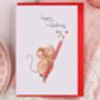 Sentimental Valentine Card With Mouse Holding Pencil, thumbnail 1 of 2