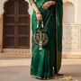 Handcrafted Emerald Green Velvet Potli Bag, thumbnail 1 of 7