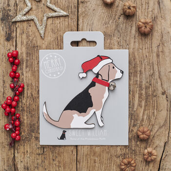 Beagle Dog Christmas Tree Decoration Personalisation Available, 2 of 6