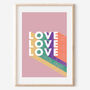 'Love' Pastel Rainbow Typography Art Print, thumbnail 1 of 4
