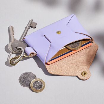 Personalised Leather Coin Purse With Key Strap, 2 of 7