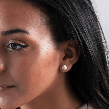 Sterling Silver Daisy Flower Earrings For Mother's Day, 3 of 3