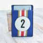 No2 Racing Blue And Stripe Leather Card Holder, thumbnail 1 of 3