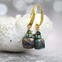 Hammered Gold Labradorite Cube Earrings, thumbnail 6 of 10