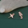 Mismatched Scuba Diver And Manta Ray Stud Earrings In Sterling Silver, thumbnail 5 of 12