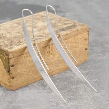 Silver Long Drop Sail Earrings, 2 of 7