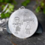Silver Necklace With Hand Engraved Children's Drawing, thumbnail 1 of 4