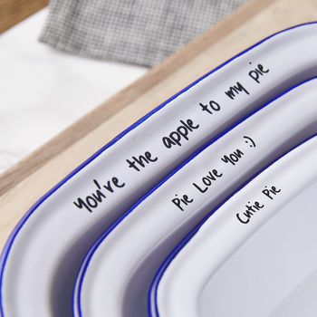 Personalised Message Enamel Pie Dish Set, 2 of 2