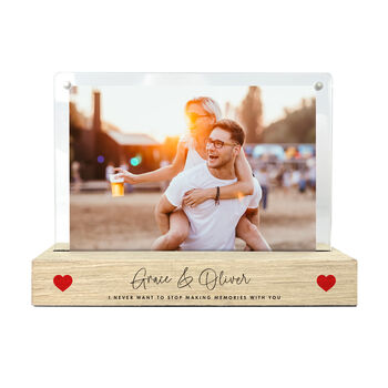 Personalised Couples Names Wooden Base 6x4' Photo Frame, 7 of 8