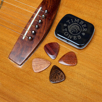 Acoustic Guitar Tin Of Four Exotic Timber Picks, 2 of 10